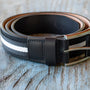 105cm Cinturón Caballero Armado - Cuero genuino negro y tela Blanca - Negra