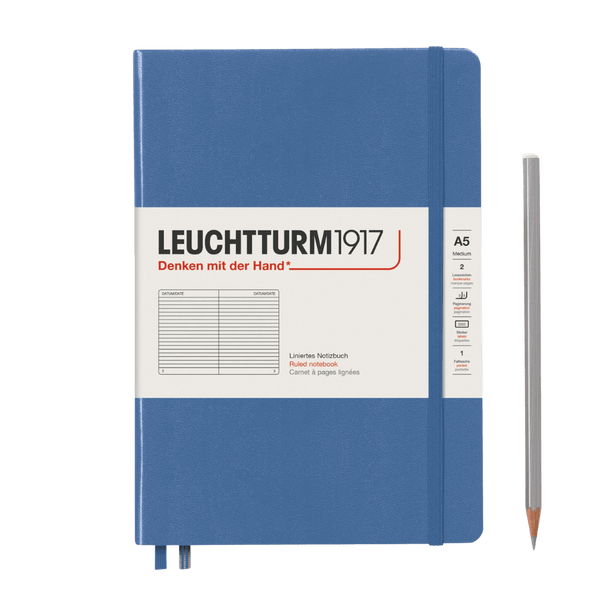 Libreta Leuchtturm Mediana Tapa Dura Composición - Denim
