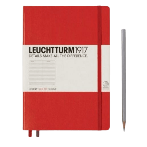 Libreta Leuchtturm Mediana Tapa Dura Composición Roja
